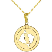 Load image into Gallery viewer, Gold Round Zodiac Sign Pendant Necklace
