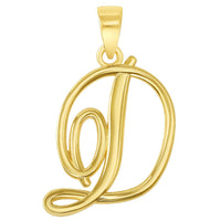 Load image into Gallery viewer, 14k Yellow Gold Elegant Script Letter D Cursive Initial Charm with Safety Pin Brooch
