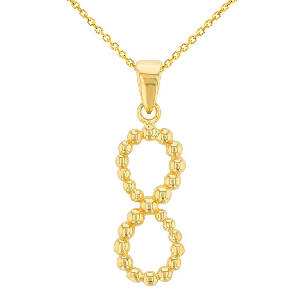 Gold Beaded Vertical Infinity Pendant Necklace