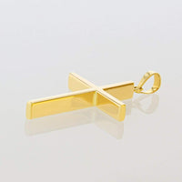 Load image into Gallery viewer, High Polished 14K Yellow Gold Plain Slender 3D Cross Pendant with Chain Necklace

