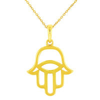 Load image into Gallery viewer, Jewelry America Solid 14K Gold Hamsa Hand of Fatima with Evil Eye Charm Pendant Necklace
