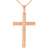 Load image into Gallery viewer, 14k Rose Gold Plain Religious Cross Pendant Necklace

