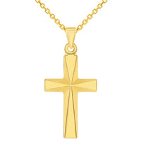 Load image into Gallery viewer, 14k Yellow Gold Small Elegant Religious Plain Cross Pendant Necklace

