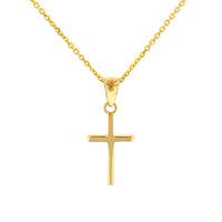 Load image into Gallery viewer, 14k Gold Reversible Dainty Slender Cross Pendant
