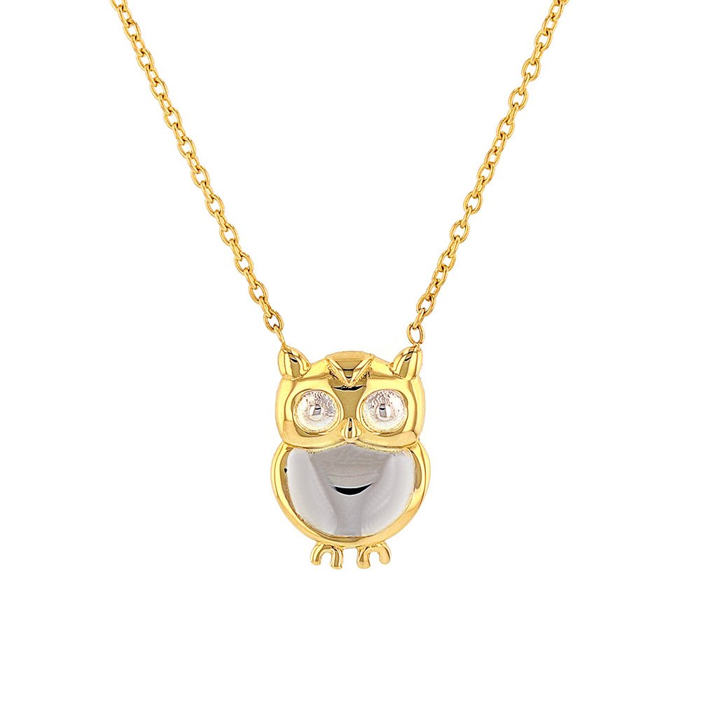 14k yellow gold owl charm pendant