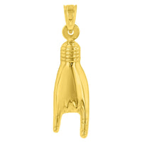 Load image into Gallery viewer, 14K Yellow Gold Hand Charm Mano Cornuto Good Luck Sign Pendant Necklace
