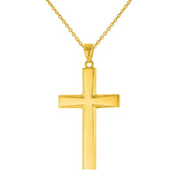Load image into Gallery viewer, 14K Yellow Gold Plain and Simple Religious Cross Pendant Necklace
