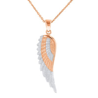 Load image into Gallery viewer, Solid 14k Rose Gold Textured Angel Wing Charm Pendant Necklace
