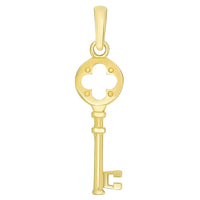Load image into Gallery viewer, 14k Yellow Gold Open Clover Love Key To My Heart Pendant Necklace
