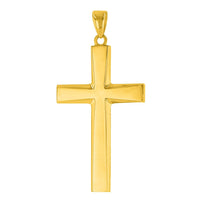 Load image into Gallery viewer, 14K Yellow Gold Plain and Simple Religious Cross Pendant Necklace
