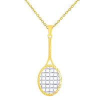 Load image into Gallery viewer, Gold Tennis Racquet Pendant Necklace

