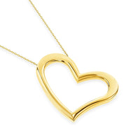 Load image into Gallery viewer, 14k Yellow Gold Sideways Large Open 3D Heart Necklace with Lobster Claw Clasp

