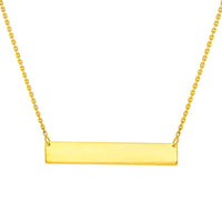 Load image into Gallery viewer, Solid 14k Yellow Gold Engravable Personalized Bar Pendant Necklace
