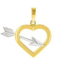 Load image into Gallery viewer, 14K Yellow Gold Open Heart with Love Arrow Pendant
