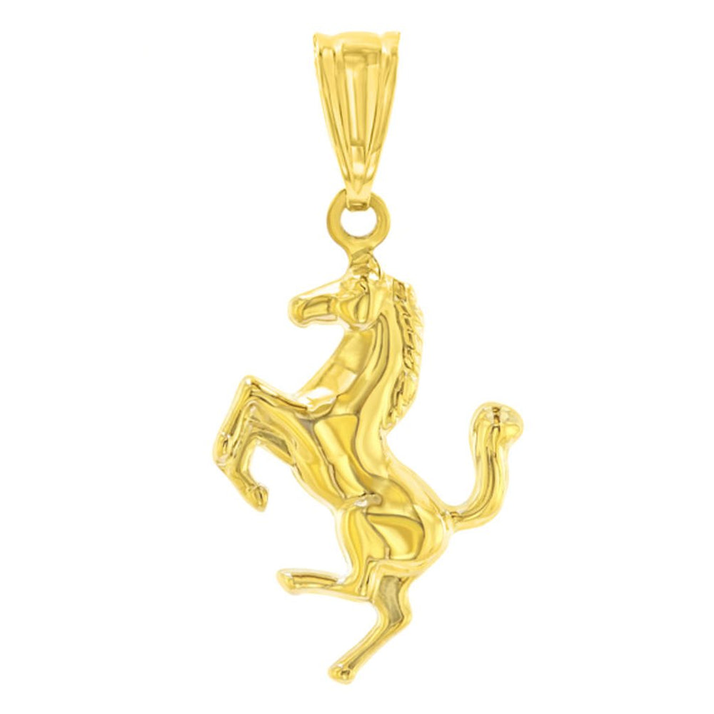 14K Yellow Gold Stallion Horse Charm Animal Pendant with High Polish