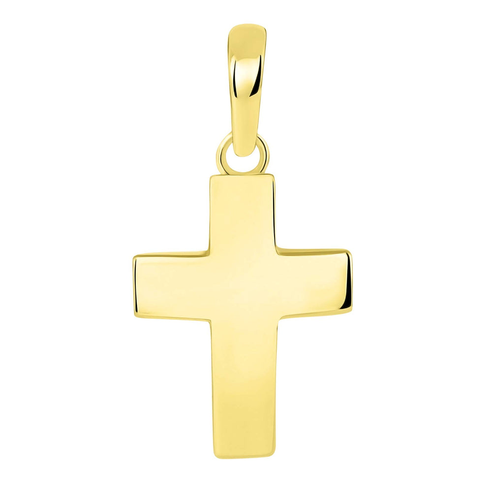 Solid 14k Yellow Gold Plain Petite Cross Charm Pendant