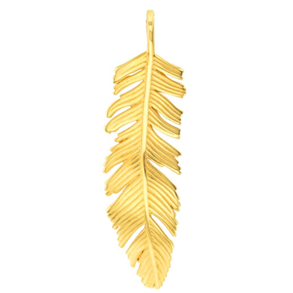 14k Yellow Gold Polished Feather Charm Pendant
