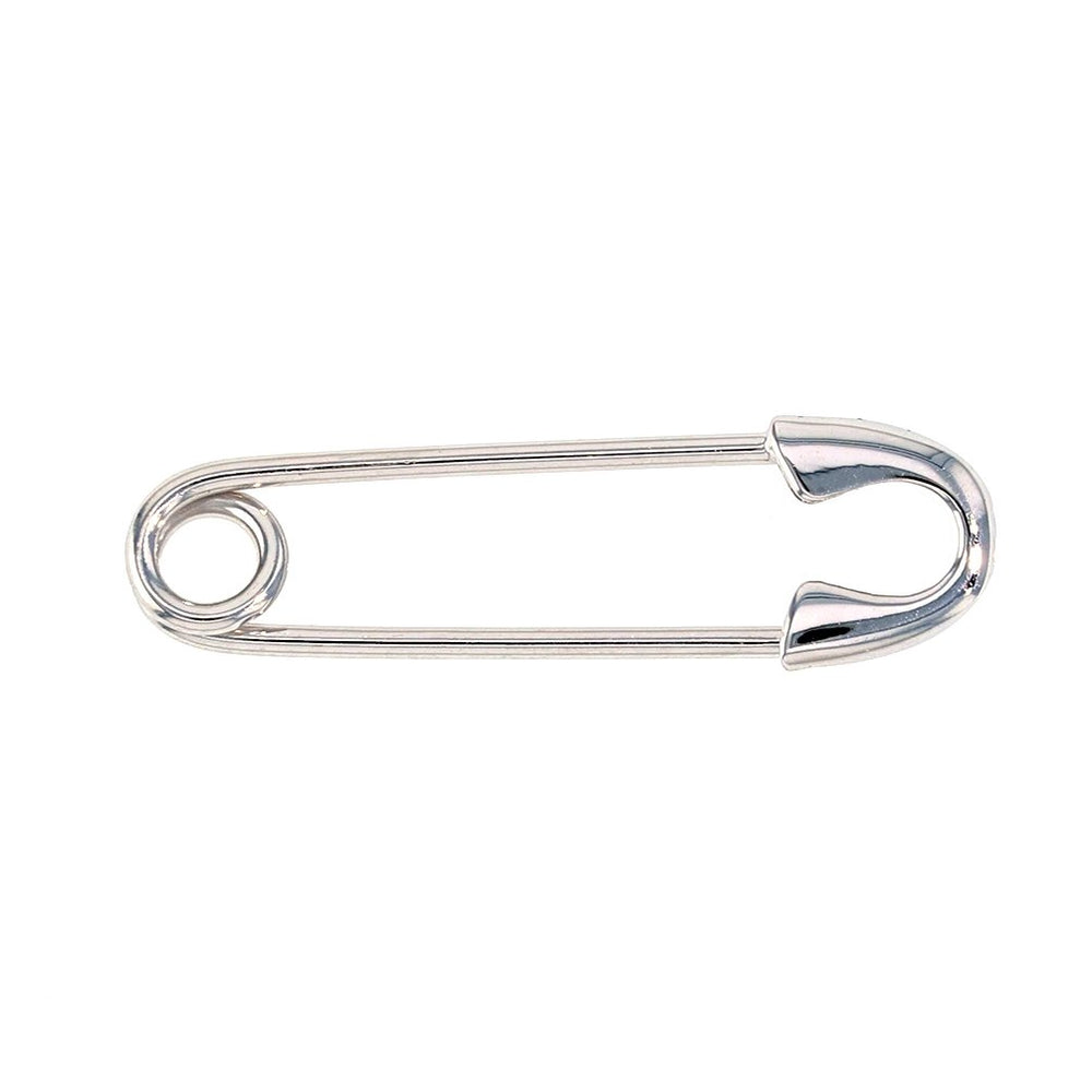 Solid 14k White Gold Simple Safety Pin Brooch