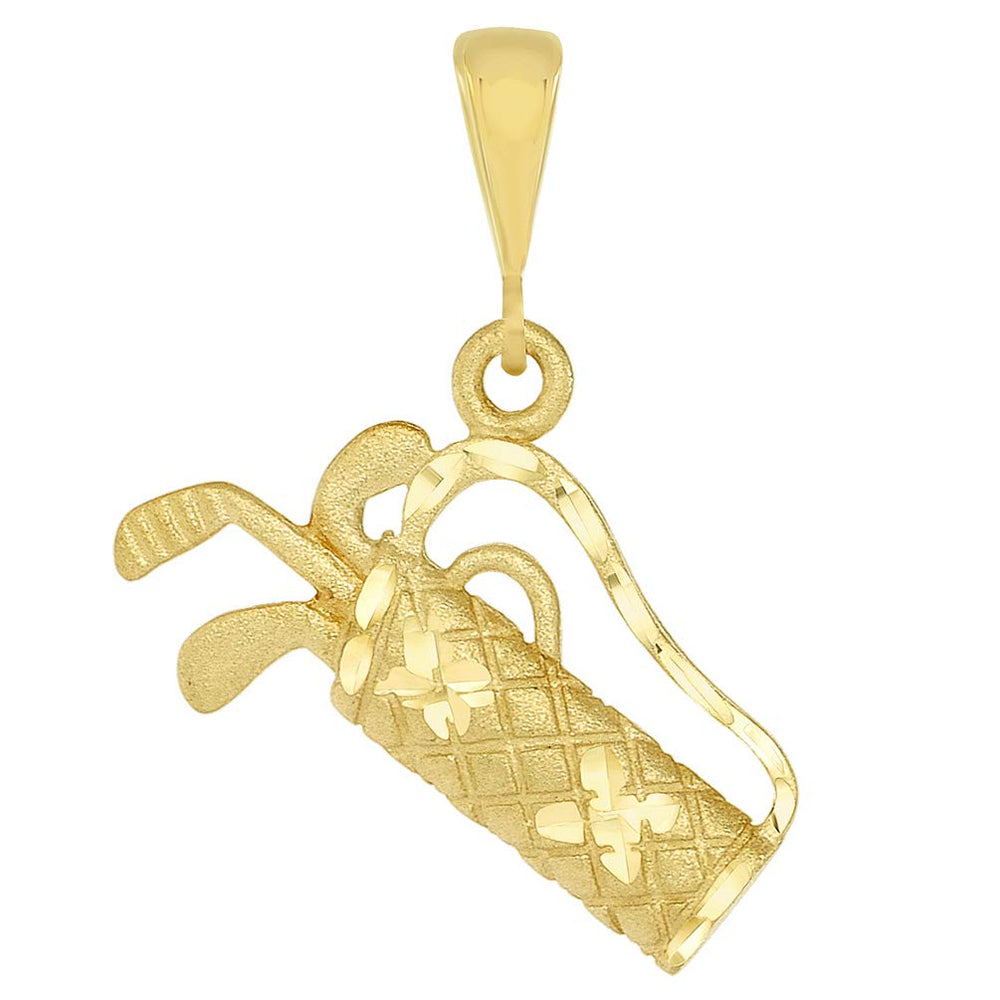 14k Yellow Gold Set of Golf Clubs in a Sunday Carry Bag Charm Sports Pendant