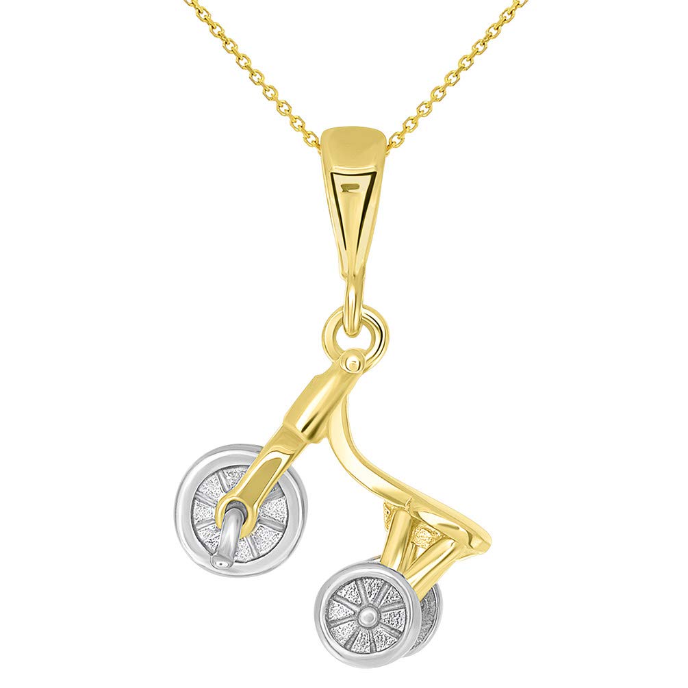 14K Two-Tone Gold 3-D Tricycle Bike Necklace