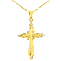 Load image into Gallery viewer, Gold Milgrain Cross Pendant Necklace
