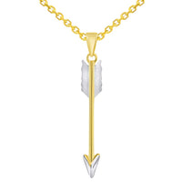 Load image into Gallery viewer, 14k Yellow Gold Tribal Feather Arrow Charm Pendant with Rolo Cable Chain Necklace
