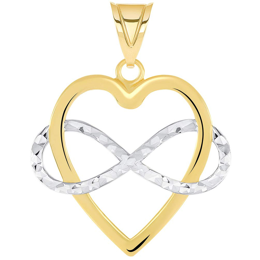 14k Yellow Gold Interlocking Infinity Love Symbol and Heart Pendant