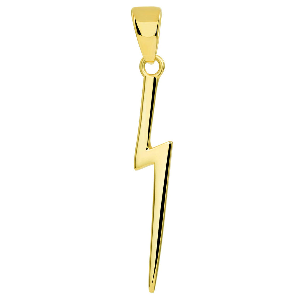 Solid 14k Gold Lightning Bolt Pendant - Yellow Gold