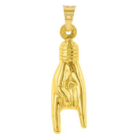 Load image into Gallery viewer, 14K Yellow Gold Hand Charm Mano Cornuto Good Luck Sign Pendant Necklace
