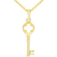 Load image into Gallery viewer, 14k Yellow Gold Open Clover Love Key To My Heart Pendant Necklace
