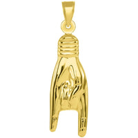 Load image into Gallery viewer, 14k Yellow Gold Hand Charm Mano Cornuto Good Luck Sign Pendant with Cuban Necklace
