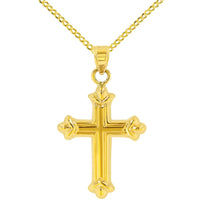 Load image into Gallery viewer, Polished 14k Yellow Gold Fleur de Lis Pendant Necklace
