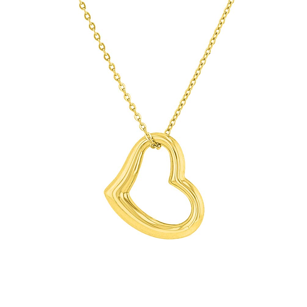 14k gold curved fancy heart necklace