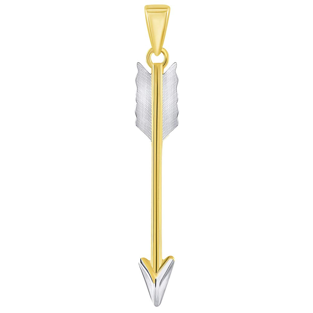 14k Yellow Gold Tribal Feather Arrow Charm Pendant