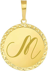 Load image into Gallery viewer, Solid 14k Yellow Gold Mini Uppercase Initial Block Letter M Charm Pendant
