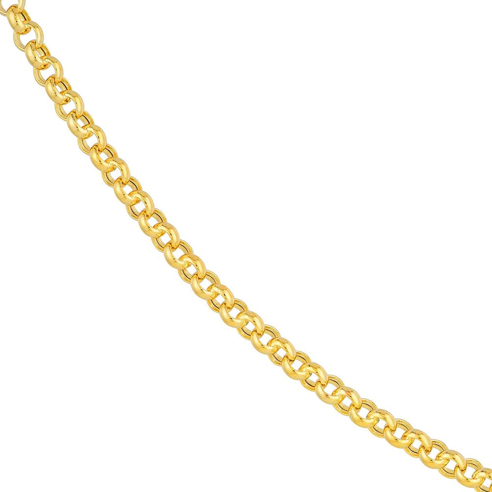 14k Yellow Gold Polished 3mm Round Rolo Chain Link Necklace with Lobster Claw Clasp