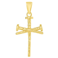 Load image into Gallery viewer, Solid 14k Yellow Gold Religious Nail Cross Charm Pendant (Small)
