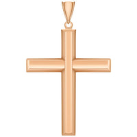 Load image into Gallery viewer, 14k Gold Plain &amp; Simple Religious High Polish Cross Pendant Necklace - Rose Gold
