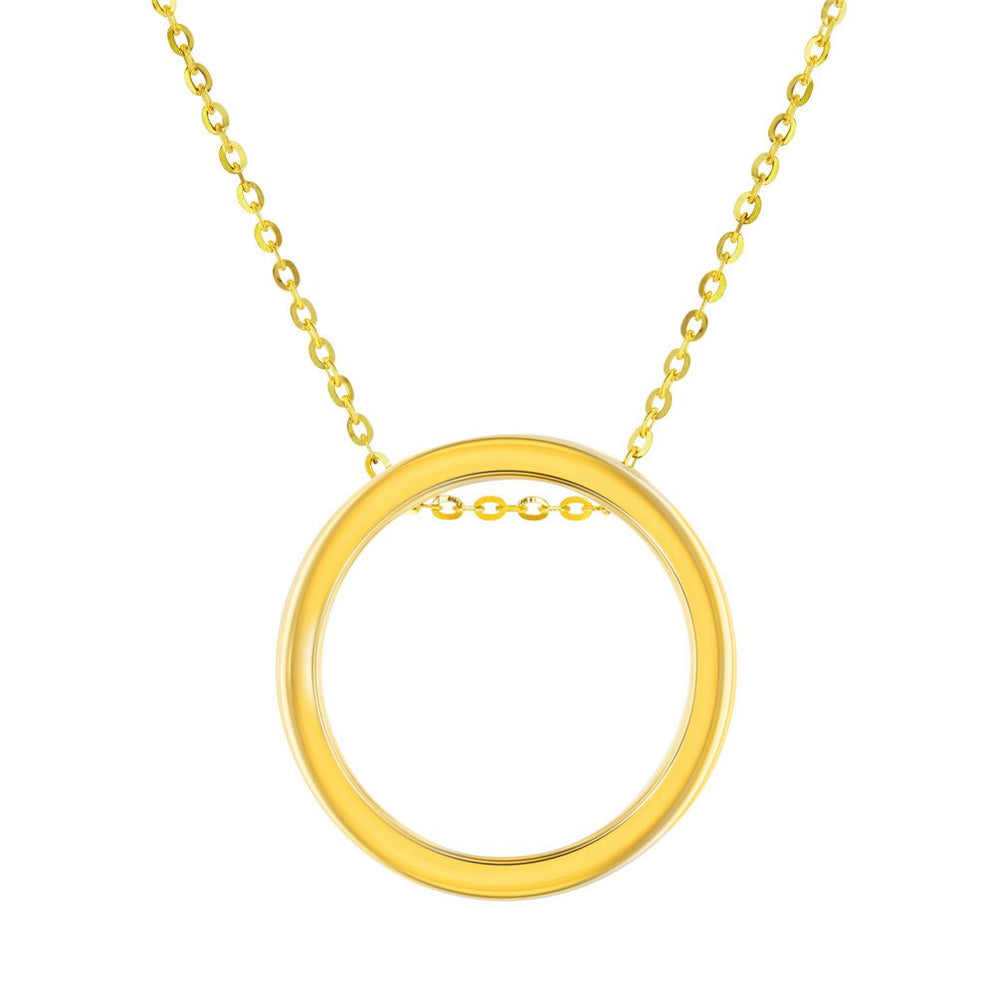 14K Yellow Gold Simple Circle of Life Necklace