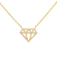Load image into Gallery viewer, JewelryAmerica Solid 14k Yellow Gold Diamond Shaped Pendant Necklace with Cubic Zirconia
