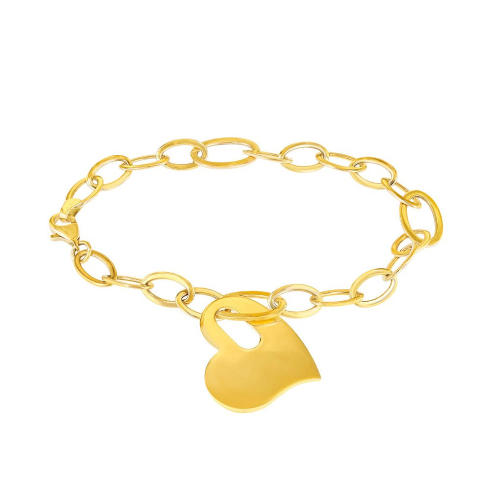 Solid Gold Bracelet With Heart Charm