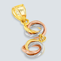 Load image into Gallery viewer, Solid 14K Tri-Color Gold Double Love Knot Charm Dangling Pendant Necklace
