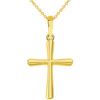 Load image into Gallery viewer, 14k Yellow Gold Slender Small Cross Charm Pendant Necklace
