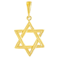 Load image into Gallery viewer, Solid 14K Yellow Gold Textured Jewish Star of David Charm Pendant
