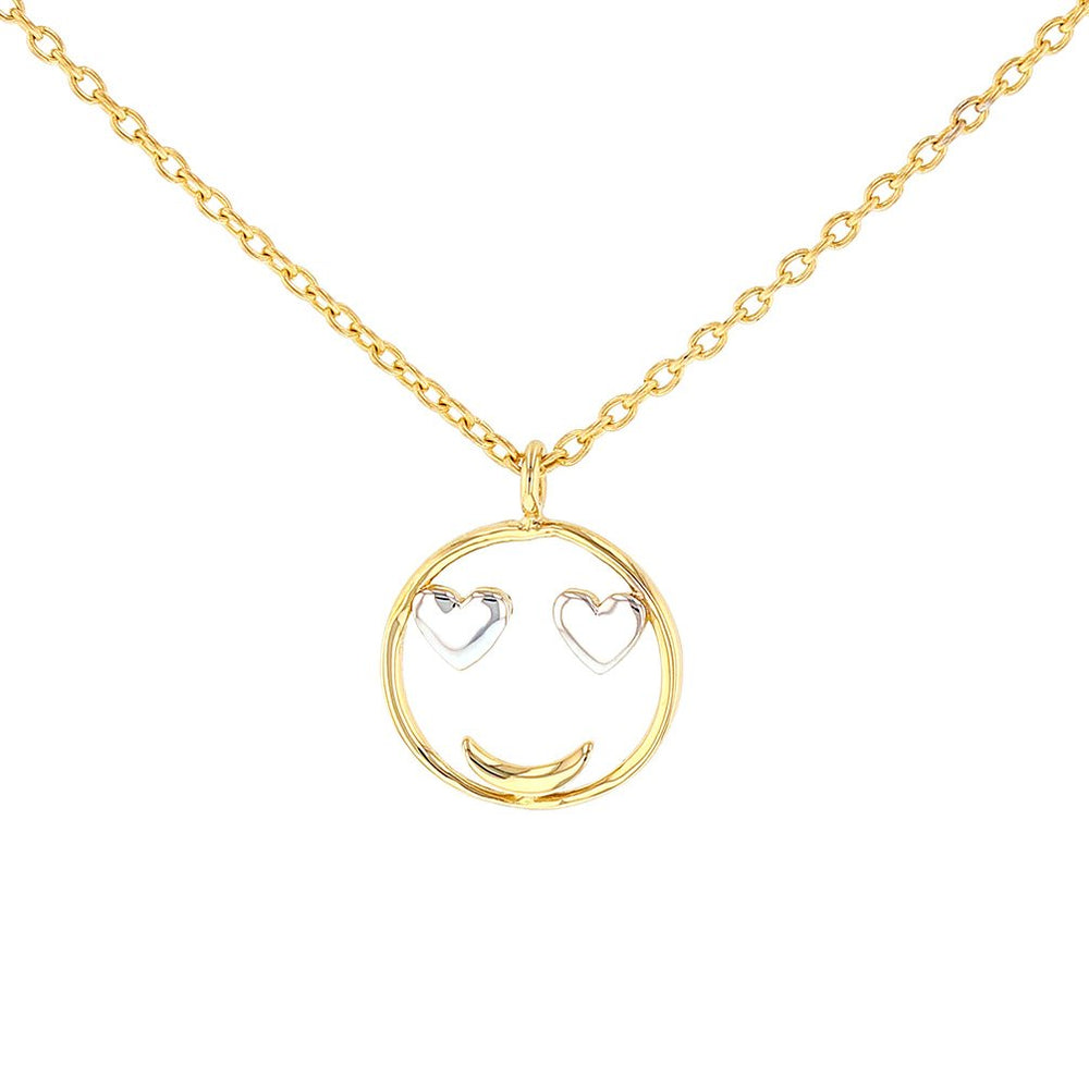 14K Yellow Gold Smiley Face with Eyes Necklace