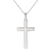 Load image into Gallery viewer, 14K White Gold Plain and Simple Religious Cross Pendant Necklace
