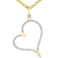 Load image into Gallery viewer, 14k Yellow Gold Elegant Cubic Zirconia Open Heart Pendant Necklace with Figaro Chain
