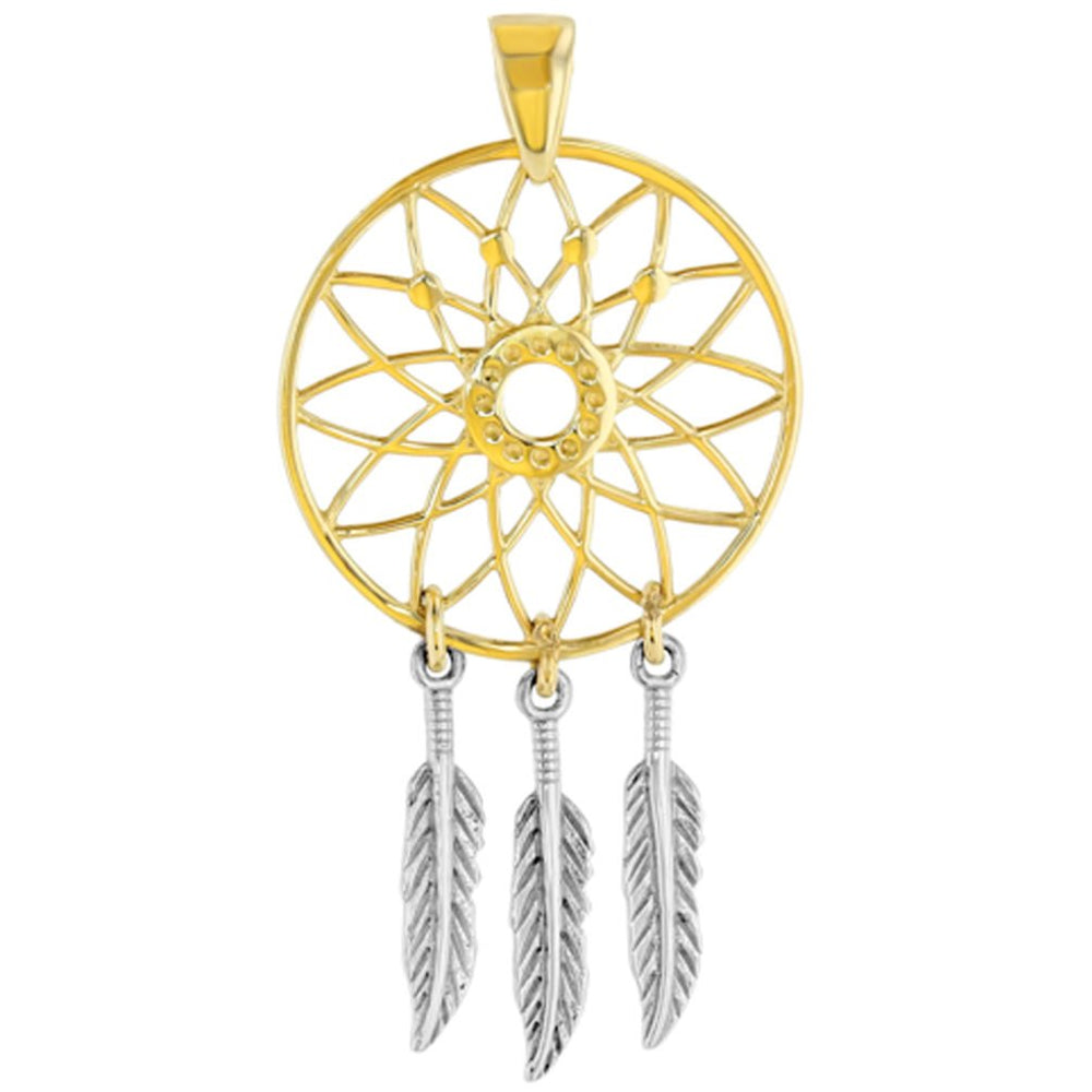 14k Two-Tone Gold American Dreamcatcher Pendant