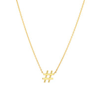 Load image into Gallery viewer, JewelryAmerica Solid 14K Yellow Gold Hashstag# Number Sign Necklace
