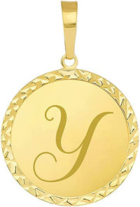 Load image into Gallery viewer, Solid 14k Yellow Gold Mini Uppercase Initial Block Letter Y Charm Pendant
